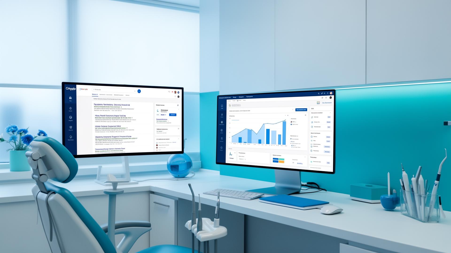 Dental practice SEO analytics dashboard showing search ranking improvements